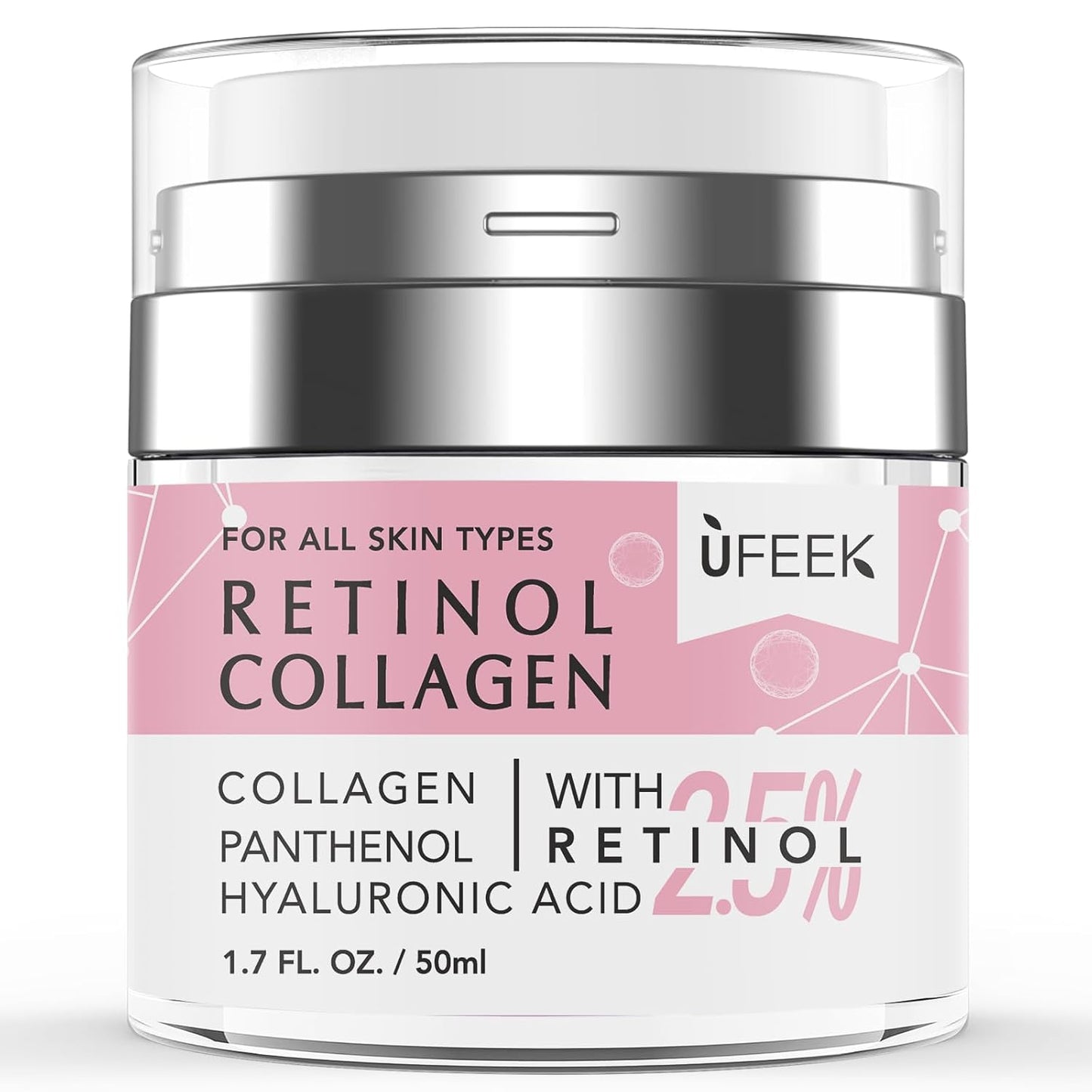 Retinol Face Moisturizer with Collagen & Hyaluronic Acid - Instant Face Lift Cream, Neck Cream for Tightening and Firming, Wrinkle Cream for Women and Men, 1.7 Fl Oz