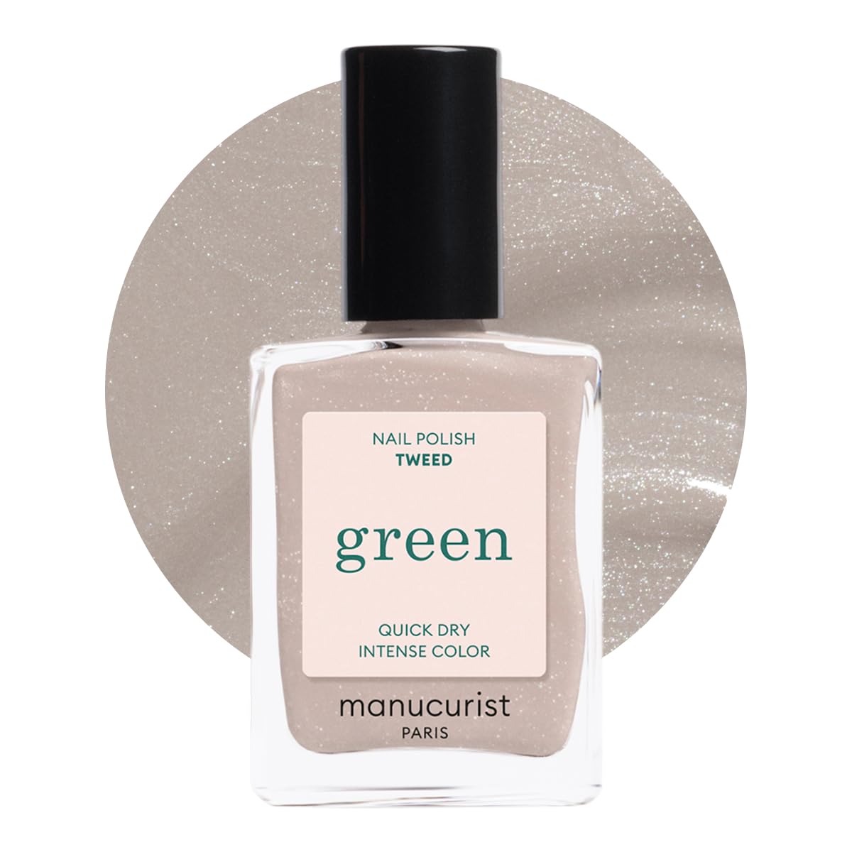 Manucurist Green Tweed - Grey Nail Polish - 9-Free, Vegan and Plant-Based - Quick Dry Manicure - Non Toxic - Made in France - 0.5 fl oz