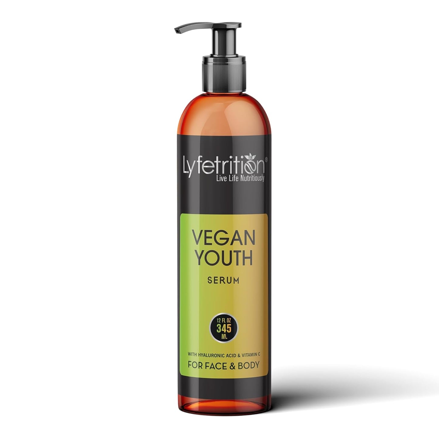 Lyfetrition Vegan Youth | 12 Fl oz Large Bottle | Anti-Aging And Wrinkle Serum | (Skin and Face Formula).