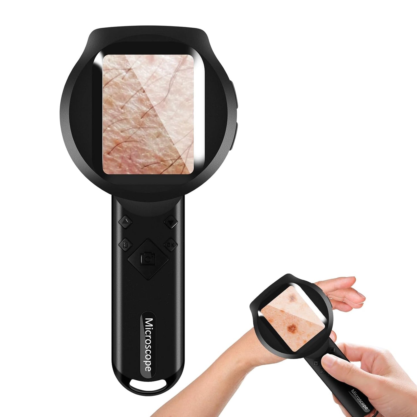 Handheld Dermatoscope, 500X Magnification Skin & Scalp Analyzer for Scalp/Hair Trichomes Facial Skin Dermatoscope, 16MP Camera for Hair Follicle Observation, Digital Microscope with 2.8" Screen
