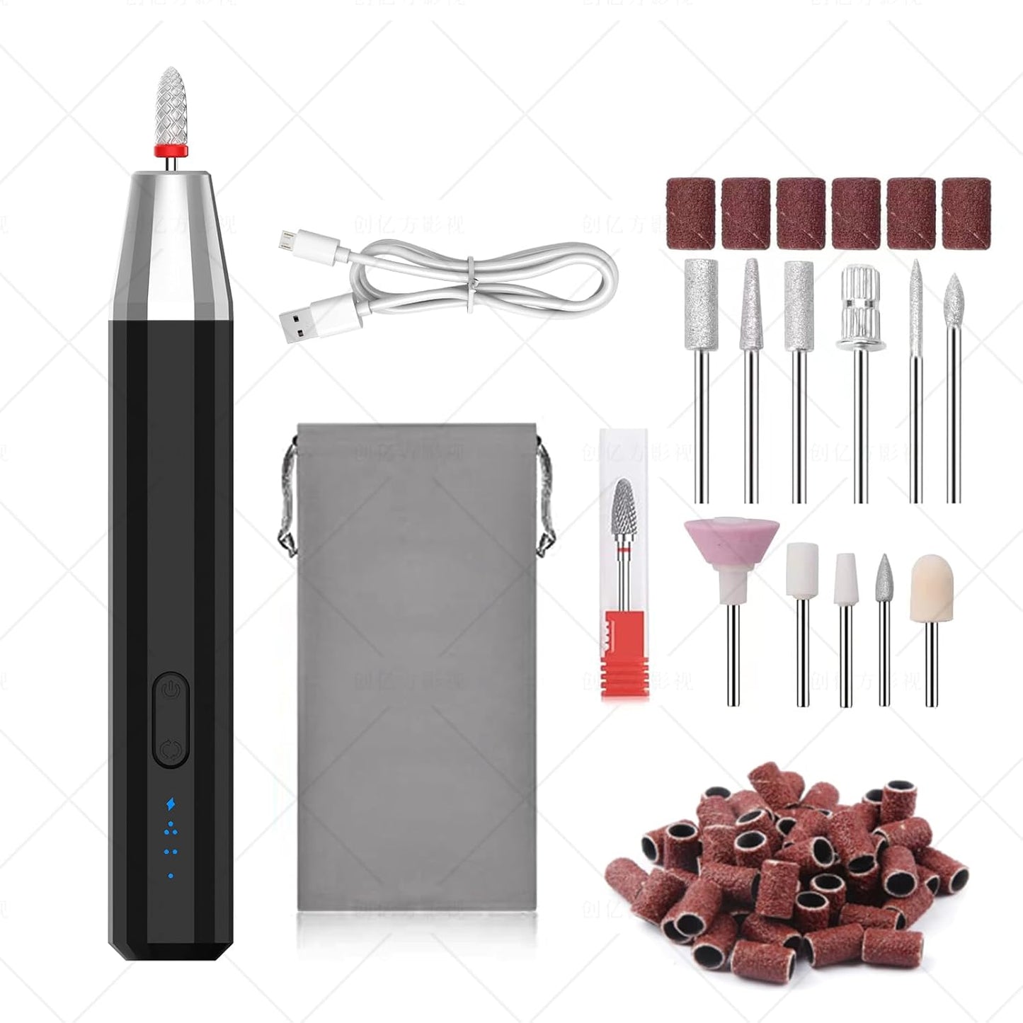 Cordless Nail Drill, Professional for Acrylic, Portable Nail Drill Machine Kit, Manicure Pedicure Polishing Shape Tools,Black