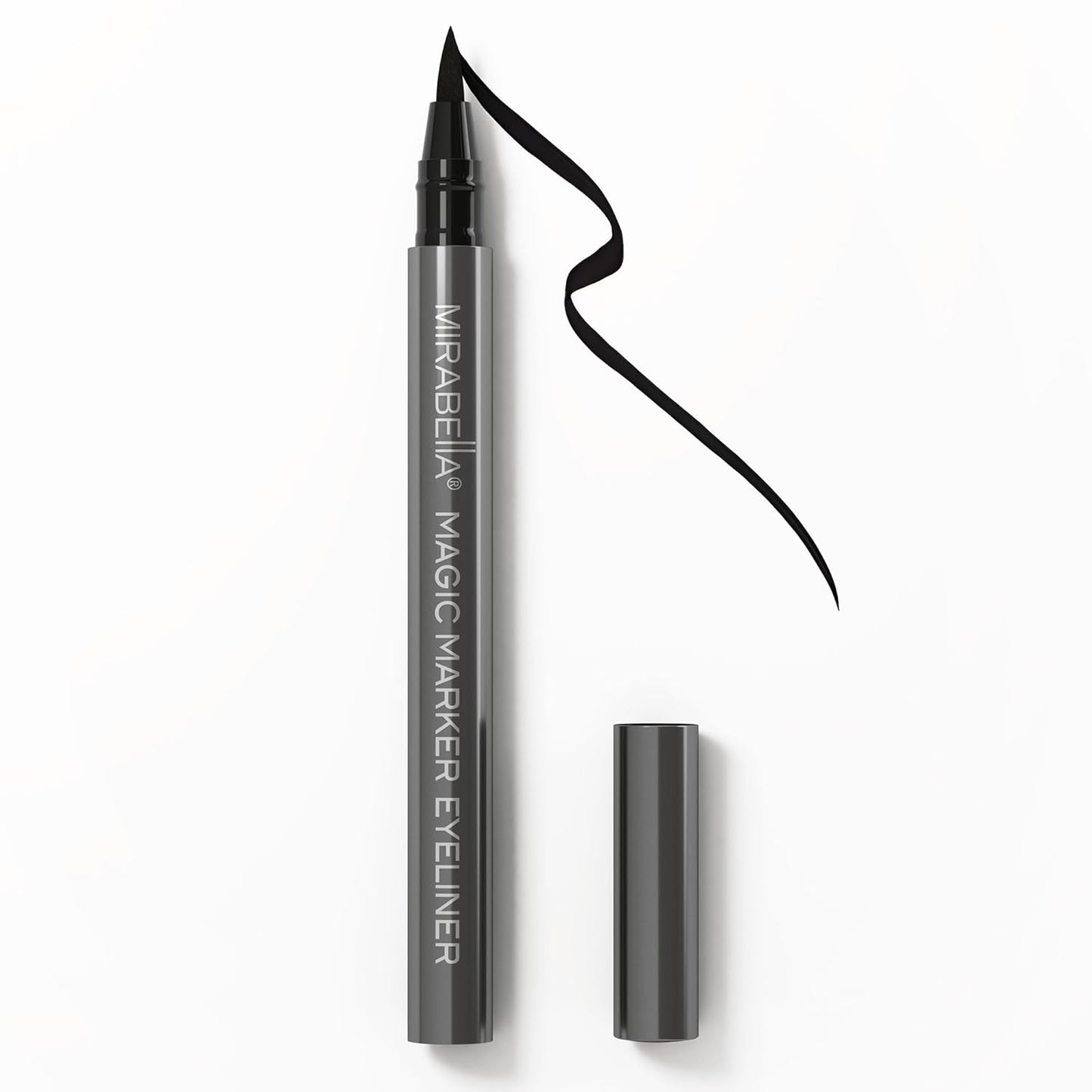 Mirabella Black Magic Marker Waterproof Liquid Eyeliner, Long-Lasting Smudge-Proof Matte Black Eyeliner with Felt Brush-Tip for Precise Controlled Application and Antioxidants Vitamin C and E