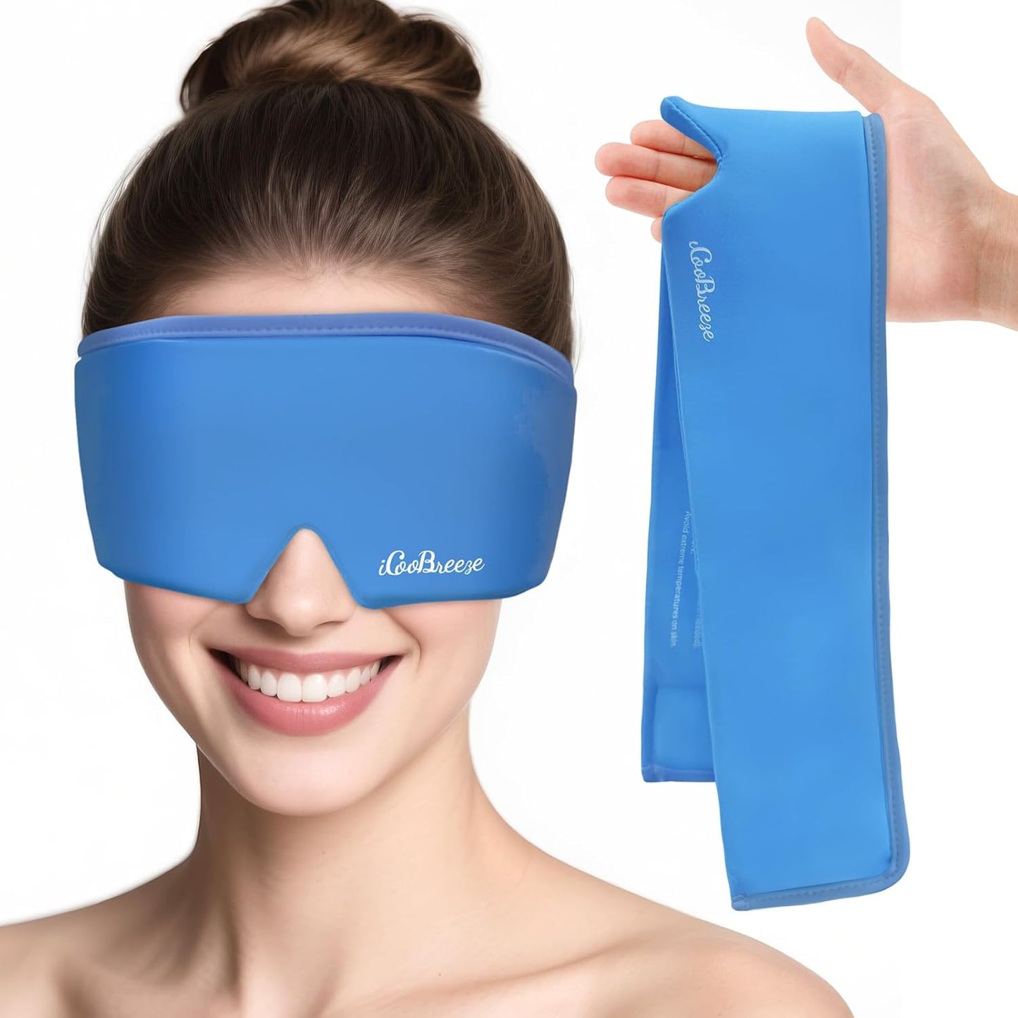 Cooling Eye Mask for Puffy Eyes, Headache and Migraine Relief Gel Eye Mask, for Headache, Puffiness, Eye Strain, Sinusitis & Post-Surgery Care – Large Soft Reusable Cold Eye Compress, Deep Blue