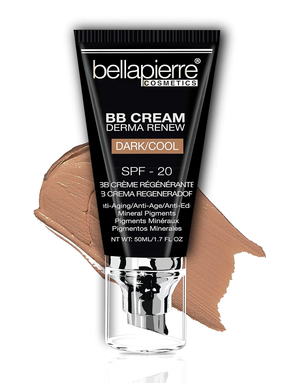 Bellapierre BB Cream SPF 20 – Mineral Sunscreen & Liquid Foundation, Lightweight Face Moisturizer with Buildable Coverage, Matte Finish, Non-Toxic, Paraben-Free, Cruelty-Free – 1.7 oz - Dark Cool
