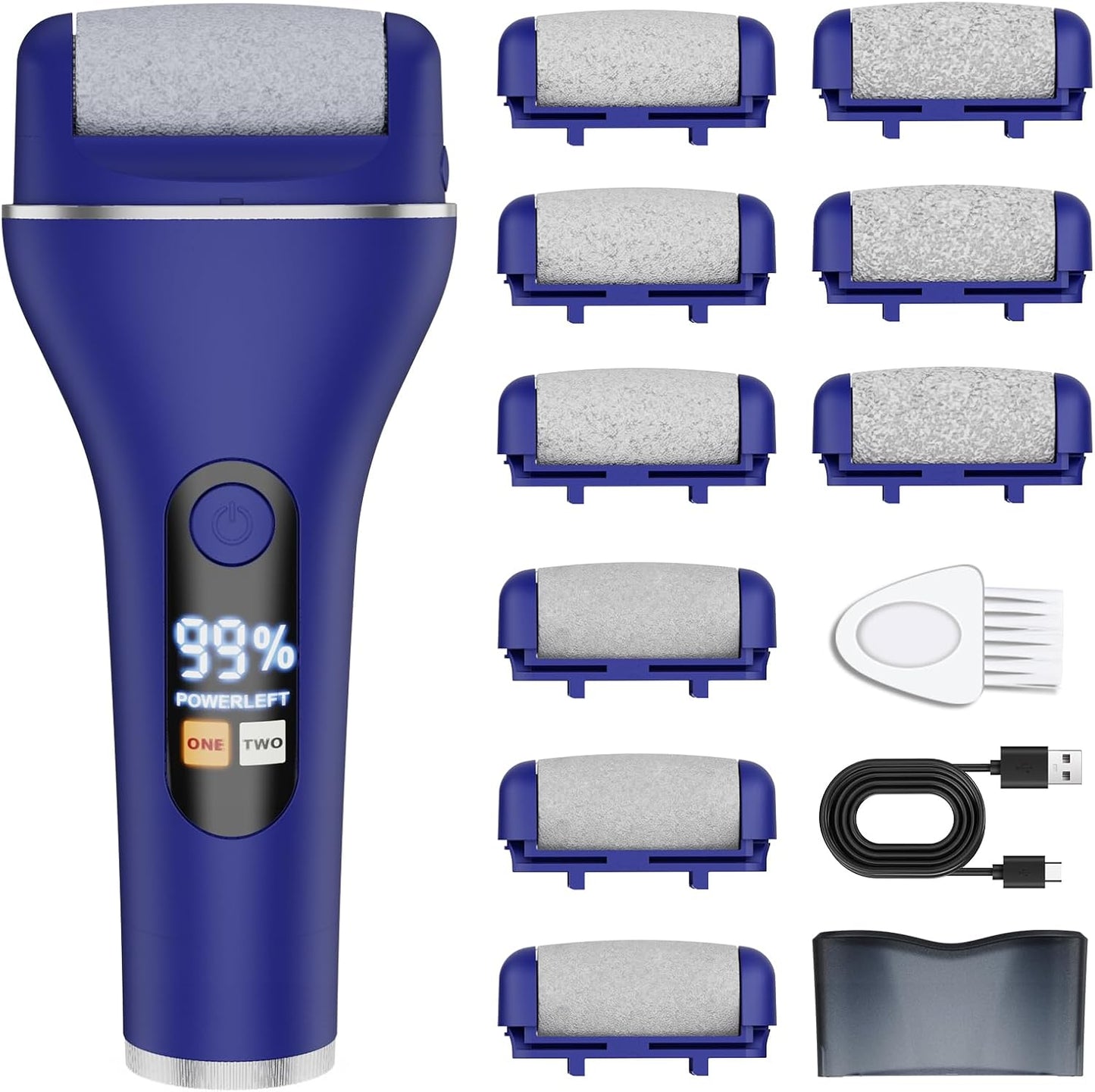 Electric Callus Remover for Feet, Rechargeable Portable Electronic Foot Callus Remover 2-in-1 Wet/Dry Foot Scrubber Electric Toot File for Hard Cracked Dry Dead Skin(Blue)