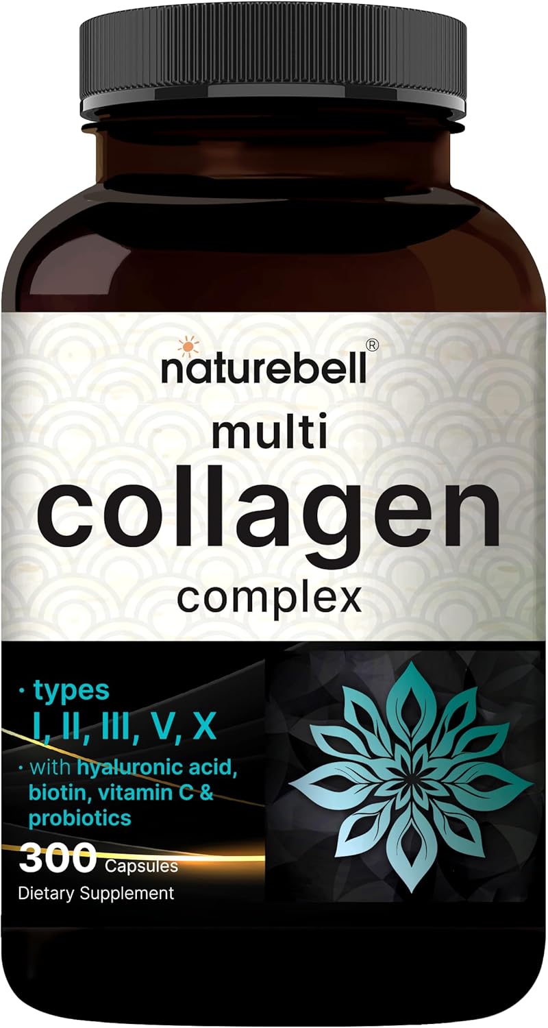 Multi Collagen Pills for Women & Men (Type I, II, III, V, X), 300 Capsules | Hydrolyzed Collagen Peptides With Probiotics, Hyaluronic Acid & Biotin | Recovery, Hair, Skin, Nails & Joints Support
