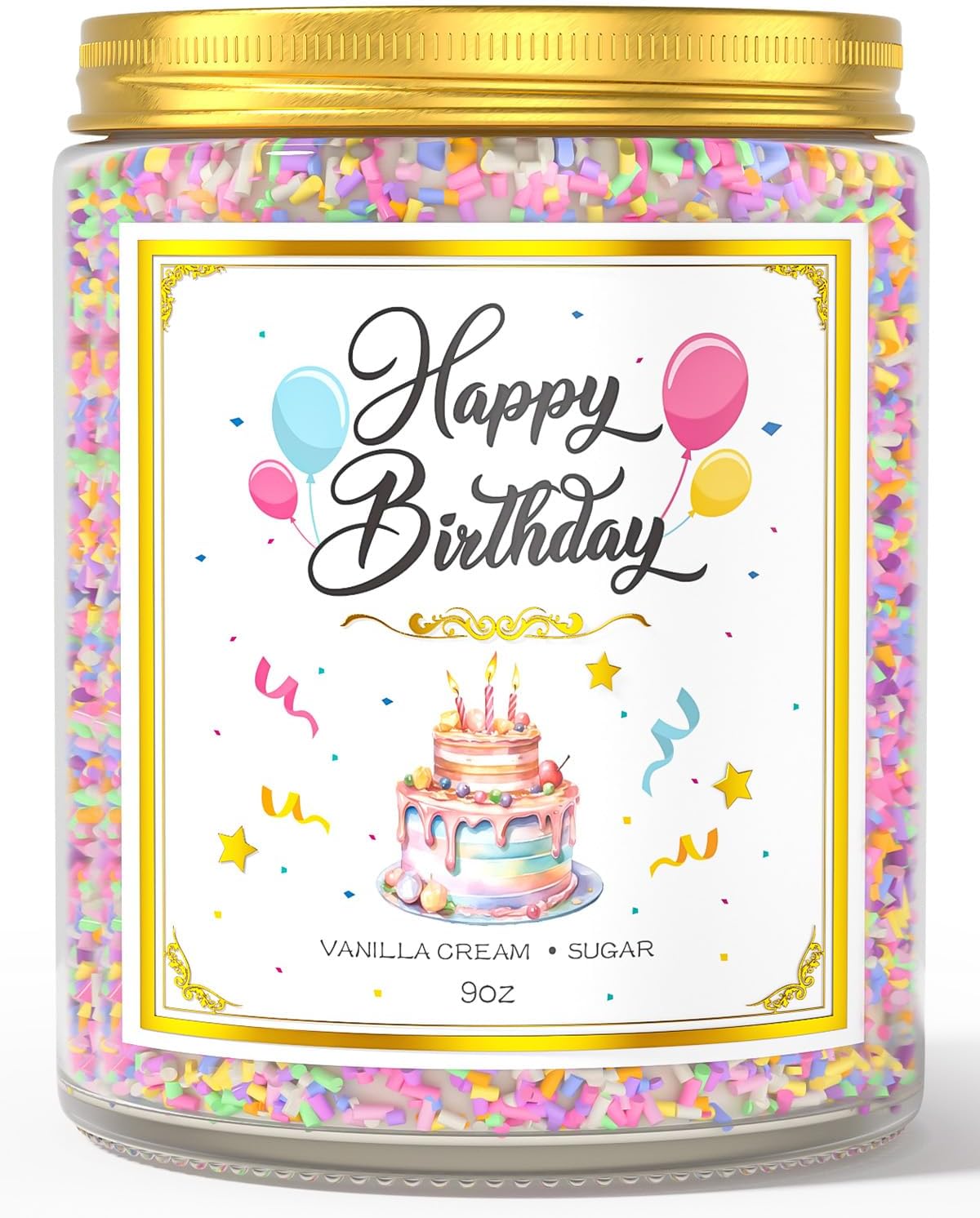 Birthday Candles Gifts for Women, Birthday Gifts for Women Men, 9 oz Happy Birthday Candle with Vanilla Birthday Cake Scent, Women Friendship Ideas