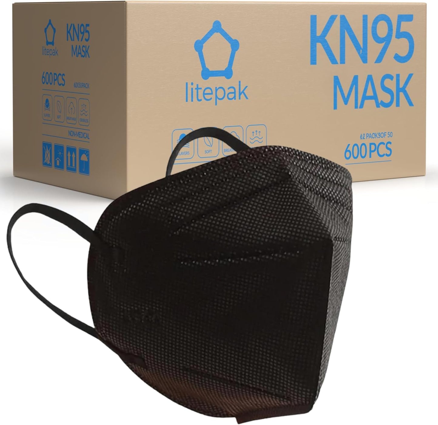 KN95 Face Masks, Premium 5-Layer Disposable Dust Mask Respirator for Adults