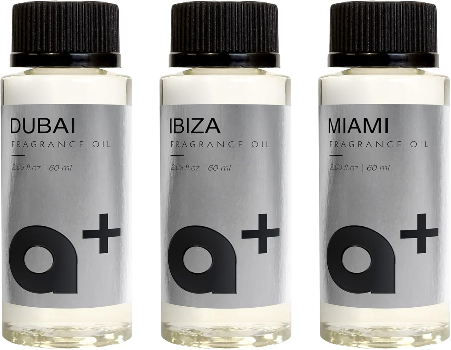 Aromar+ Fragrance Oil – Signature Set – Dubai, Ibiza & Miami – Inspired by W Hotel, Aria Hotel & Ritz Carlton – for Waterless Diffusers – 60mL Bottles (Pack of 3)
