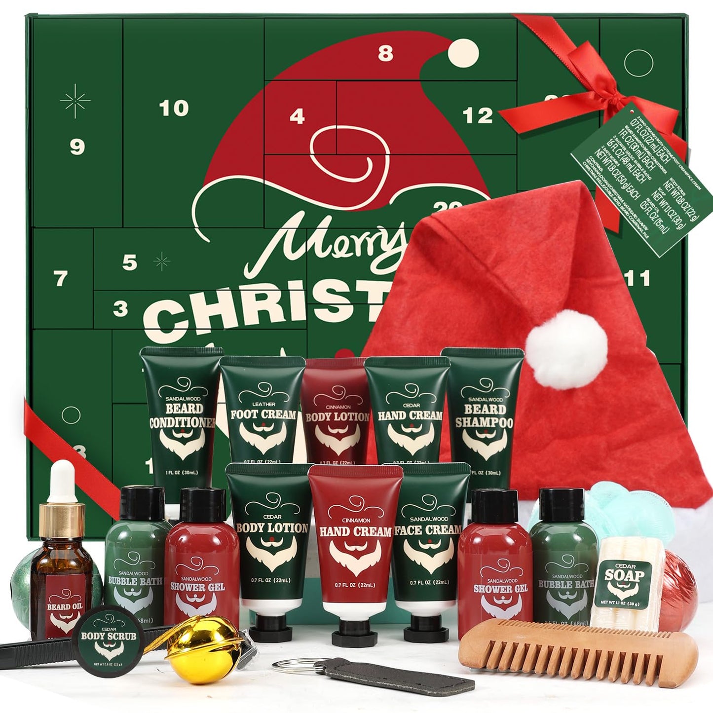 Rinse & Robust Men’s Advent Calendar 2025, 24 Days Christmas Grooming Gift Set for Men with Beard Care, Bath & Body Essentials, Holiday Self-Care Spa Gift Box
