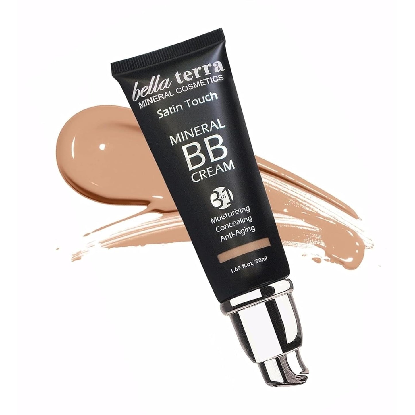Bellaterra Cosmetics BB Cream - Tinted Moisturizer & Mineral Foundation Makeup, Medium 104 - Lightweight, Oil-Free, Buildable Coverage, Matte Finish, Anti-Aging Concealer, Clean Beauty, 1.69 oz