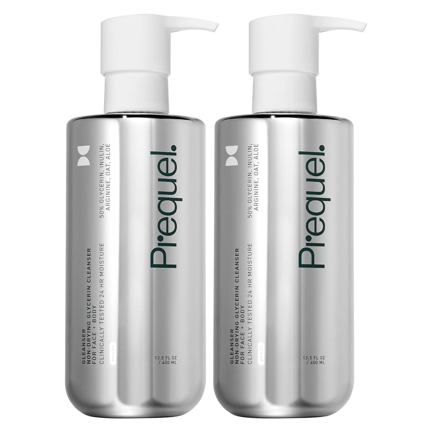 Prequel Skin Gleanser, Moisturizing Glycerin Face Wash, Professional Strength Face Cleanser for Women, Unscented Sensitive and Dry Skin Face Wash Pump Bottles - 6.75 fluid ounce (Pack of 2)