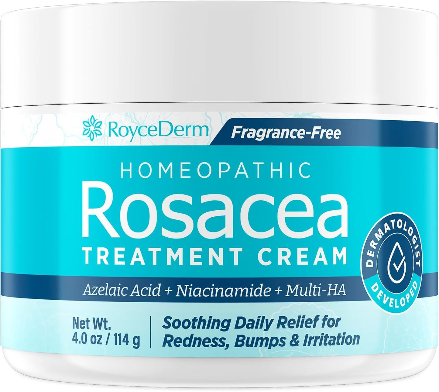 Roycederm Rosacea Treatment for Face with Azelaic Acid – Redness Relief & Corrector – Sensitive Skin Moisturizer for Redness, Bumps & Irritation with & Sulphur, Niacinamide, Centella & Ceramides