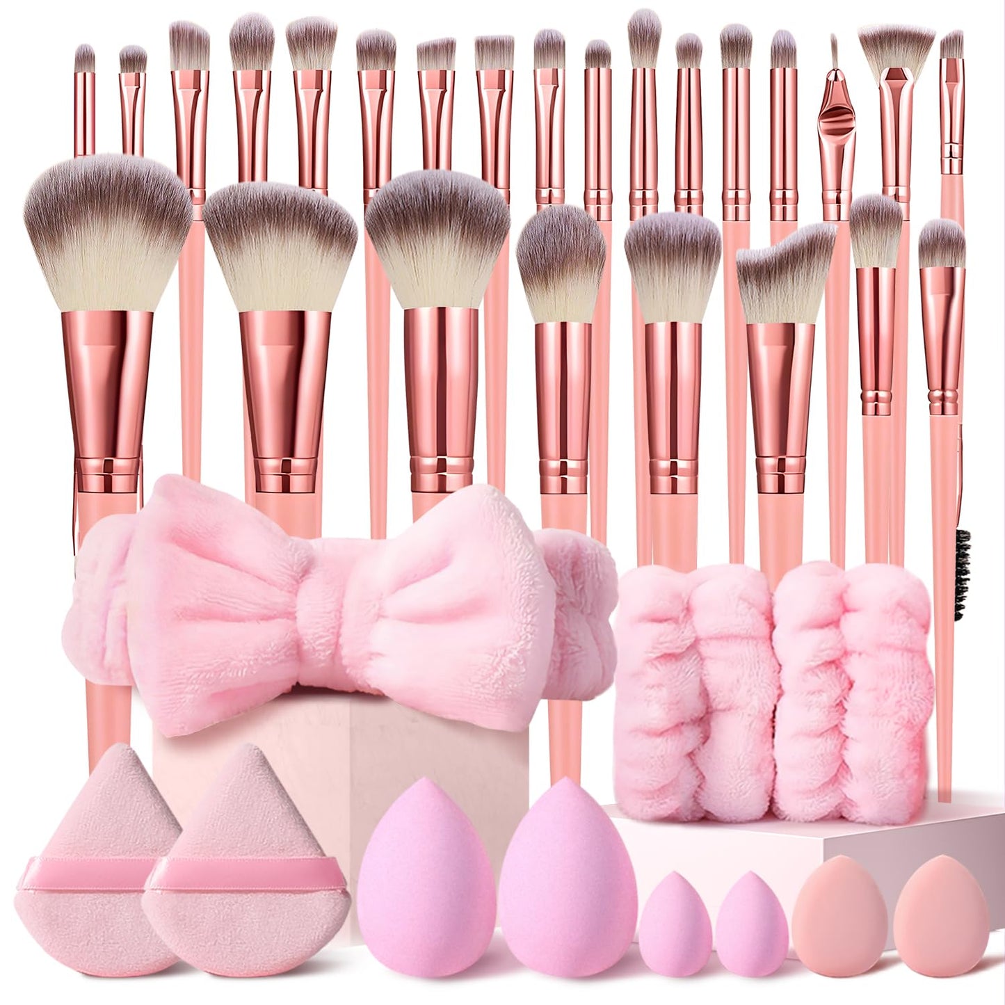 36Pcs Pink Makeup Brushes Set Professional Makeup Kit Multi-functional Makeup Tool Set with Facial Makeup Accessories, Foundation Makeup Brush Kit Eye and Face Make up Brushes & Tools