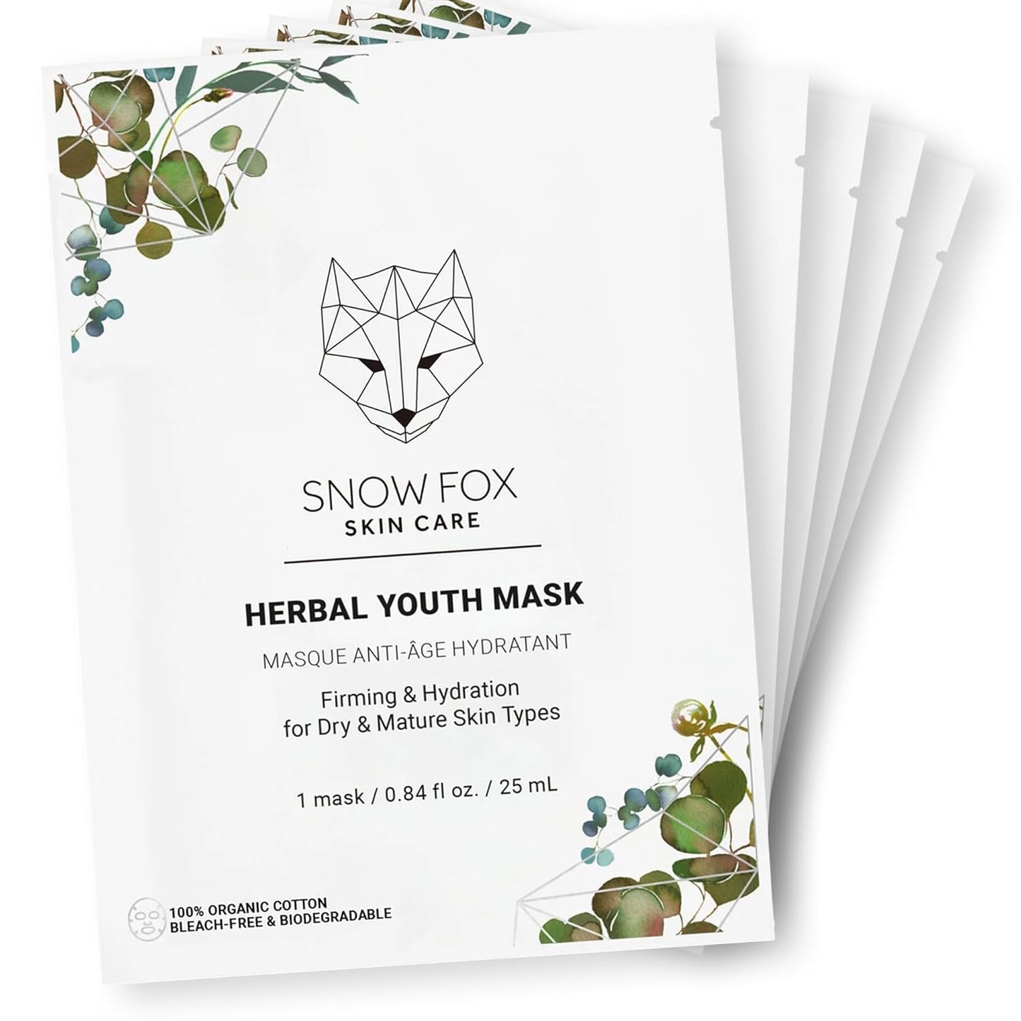 Snow Fox Herbal Youth Mask with Elasticity Production and Collagen Boost, 5-Pack