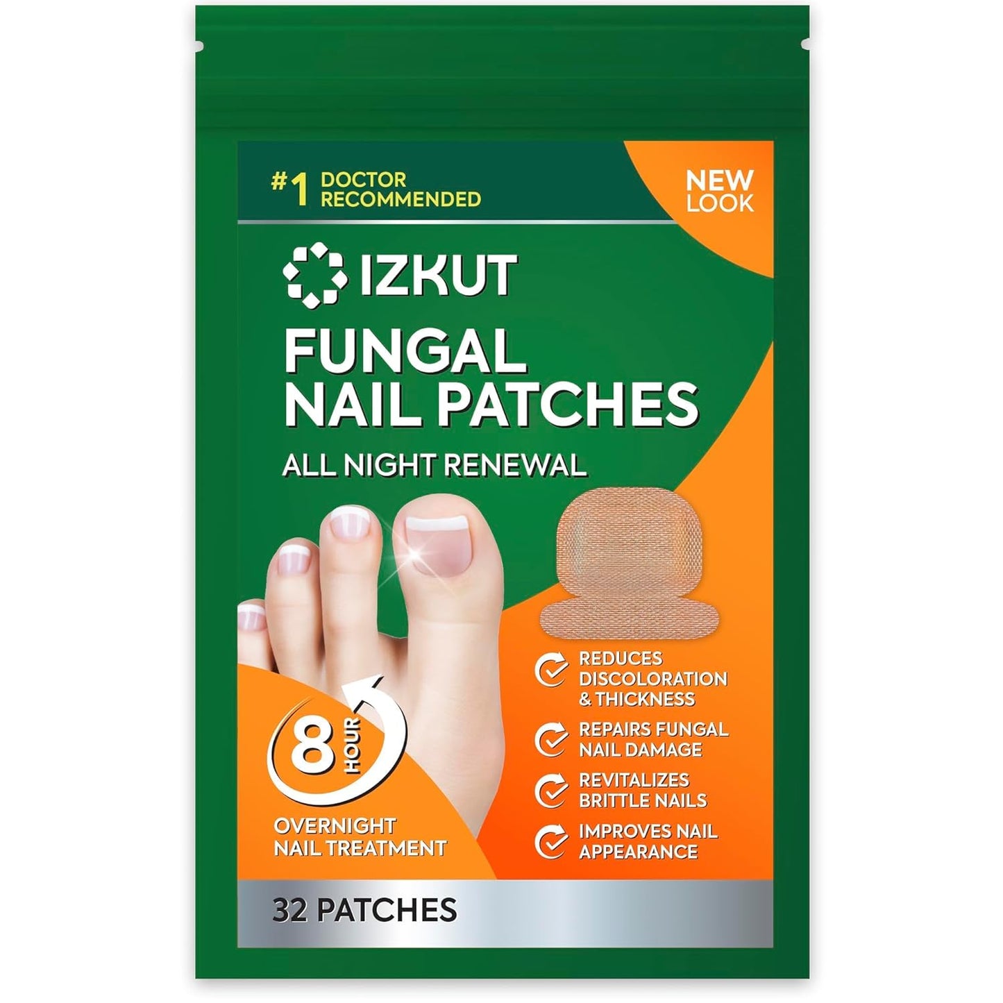 Toenail Fungus Treatment Extra Strength: Nail Fungus Treatment Patches for Toenail and Fingernails - 8-Hour Nighttime Renewal with 1% Tolnaftate - 32 Patches