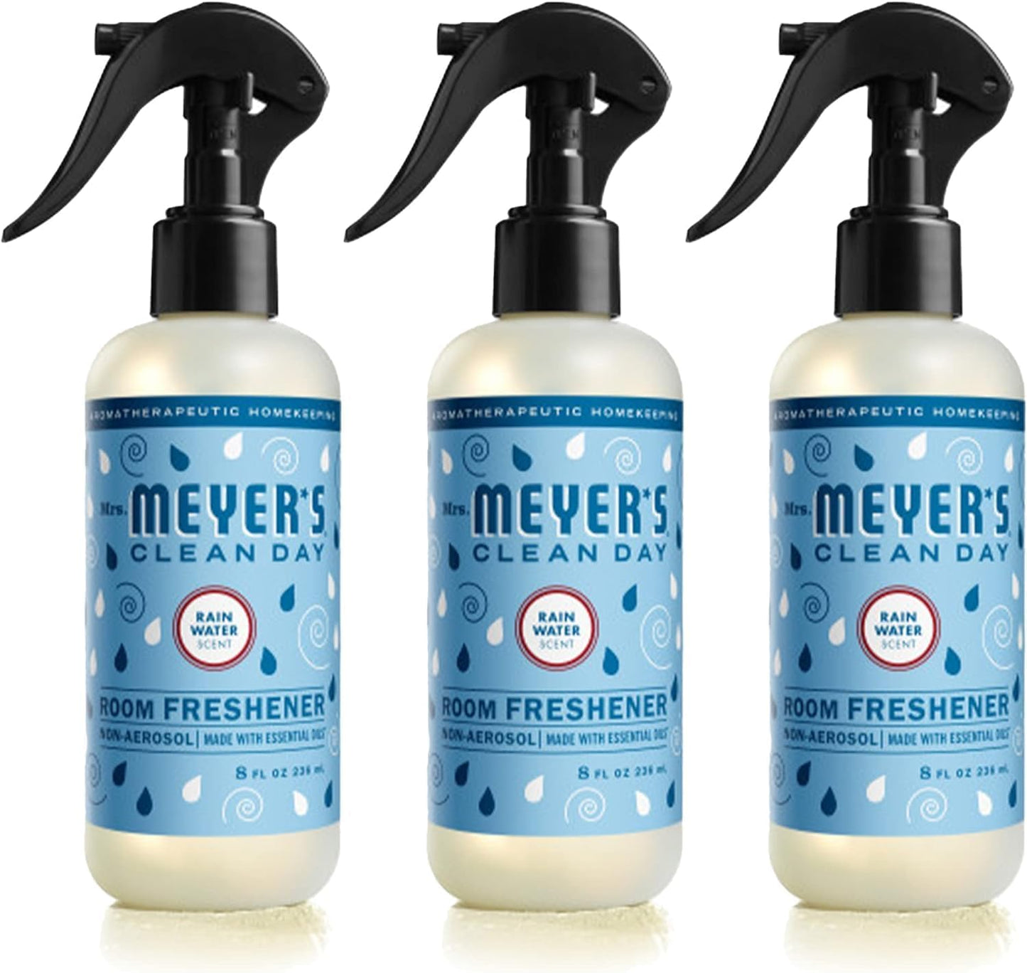 MRS. MEYER'S CLEAN DAY Room and Air Freshener Spray, Non-Aerosol Spray Bottle Infused with Essential Oils, Rain Water, 8 fl. oz - Pack of 3
