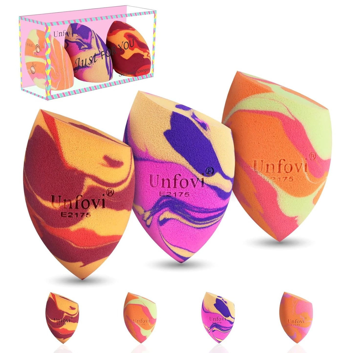 Random 3Pcs Makeup Sponges from 4 Colors, Tricolor Fusion Beauty Shape Makeup Sponge for Foundation, Concealer, Powder Cream and Liquid Application (Blind Box)