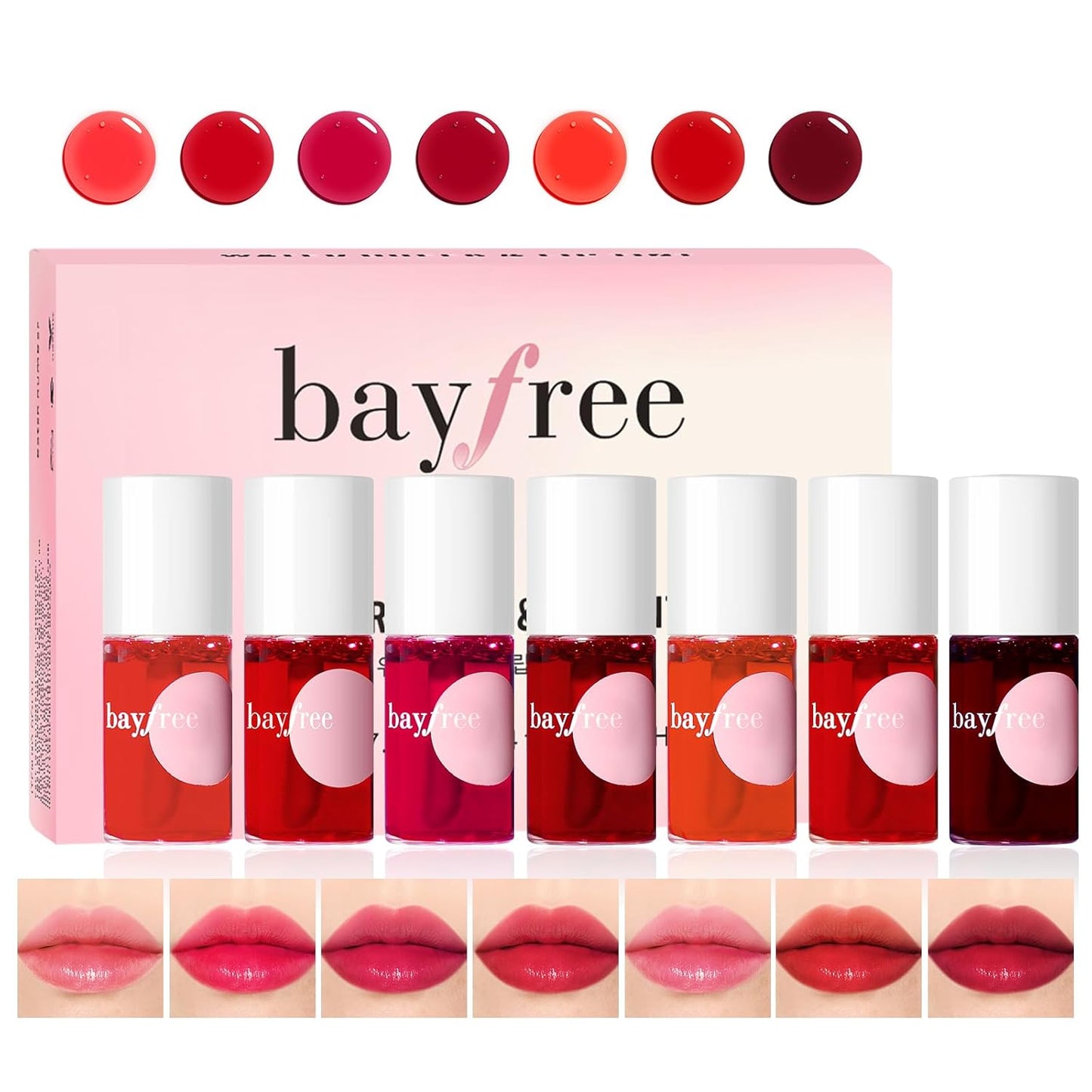 bayfree Lip Tint Stain Set, Lip Stain Long Lasting Waterproof, Lightweight, Non-sticky, Transfer-Proof, Matte Finish (fruit land)