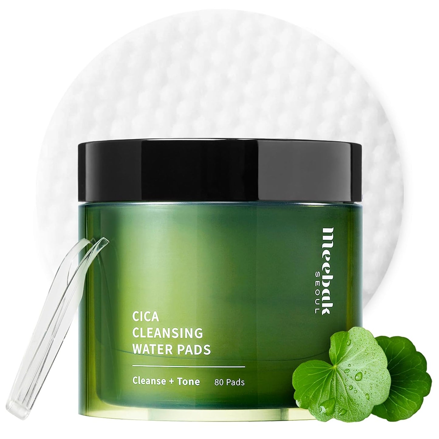 Meebak Cica Cleansing Water Pads | Makeup Remover Pads | Face Cleansing Wipes | Exfoliation Toner Pad | Hydrating & Toning for Sensitive Skin - 80ct