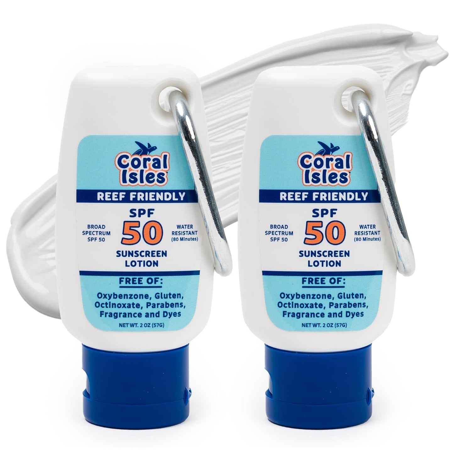 Coral Isles Hawaii Compliant Sunscreen | SPF 50 | Broad Spectrum UVA/UVB | No Oxybenzone or Octinoxate | 2 Fl Oz Each (2-pack)
