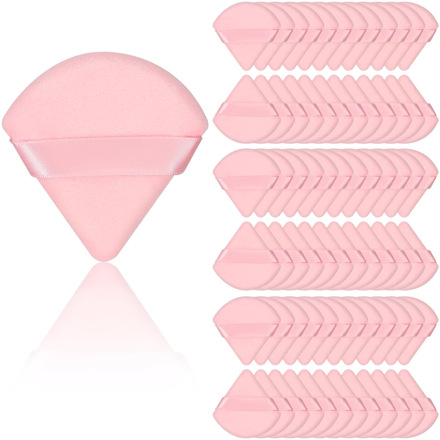 Colovis 48 PCS Powder Puff, Face Soft Makeup Sponge, Velour Triangle Powder Puff for Foundation, Makeup Puff Setting Makeup for Loose Powder, Beauty Tools(Pink)
