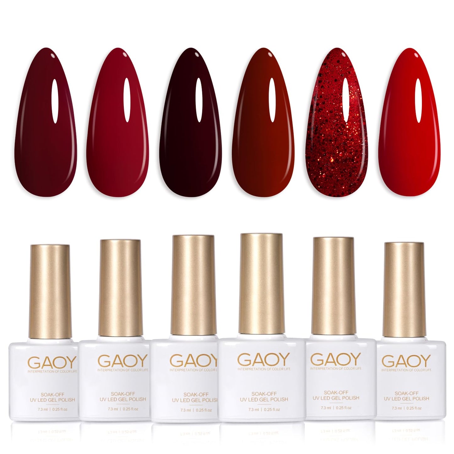 GAOY Burgundy Red Gel Nail Polish Set 6 Colors Including Dark Cherry Wine Red Gel Polish Kit U V LED Soak Off Home DIY Manicure Nail Salon Varnish