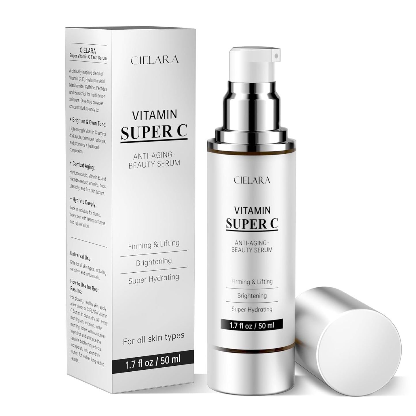 Vitamin C Serum for Face, Anti Aging 20% Super C Retinol Serum With Hyaluronic Acid, Vitamin E, Collagen Peptides, Wrinkle Serume for Dark Spot, tighten, firming, lift, Brightening-1.7 Fl Oz