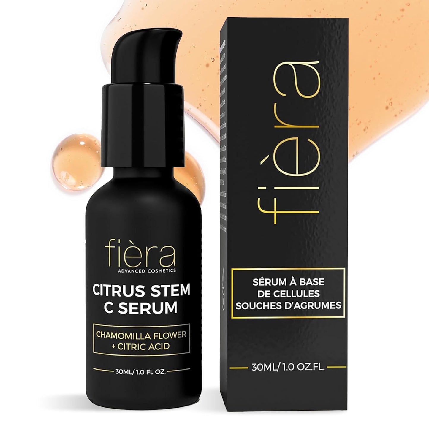 Fièra Vitamin C Serum with Hyaluronic Acid & Citrus Stem Cells - Anti-Aging Brightening, Firming, Hydrating Serum for Mature Skin, Reduces Dark Spots, Fine Lines & Boosts Radiance - 1 FL. OZ. / 30 ML