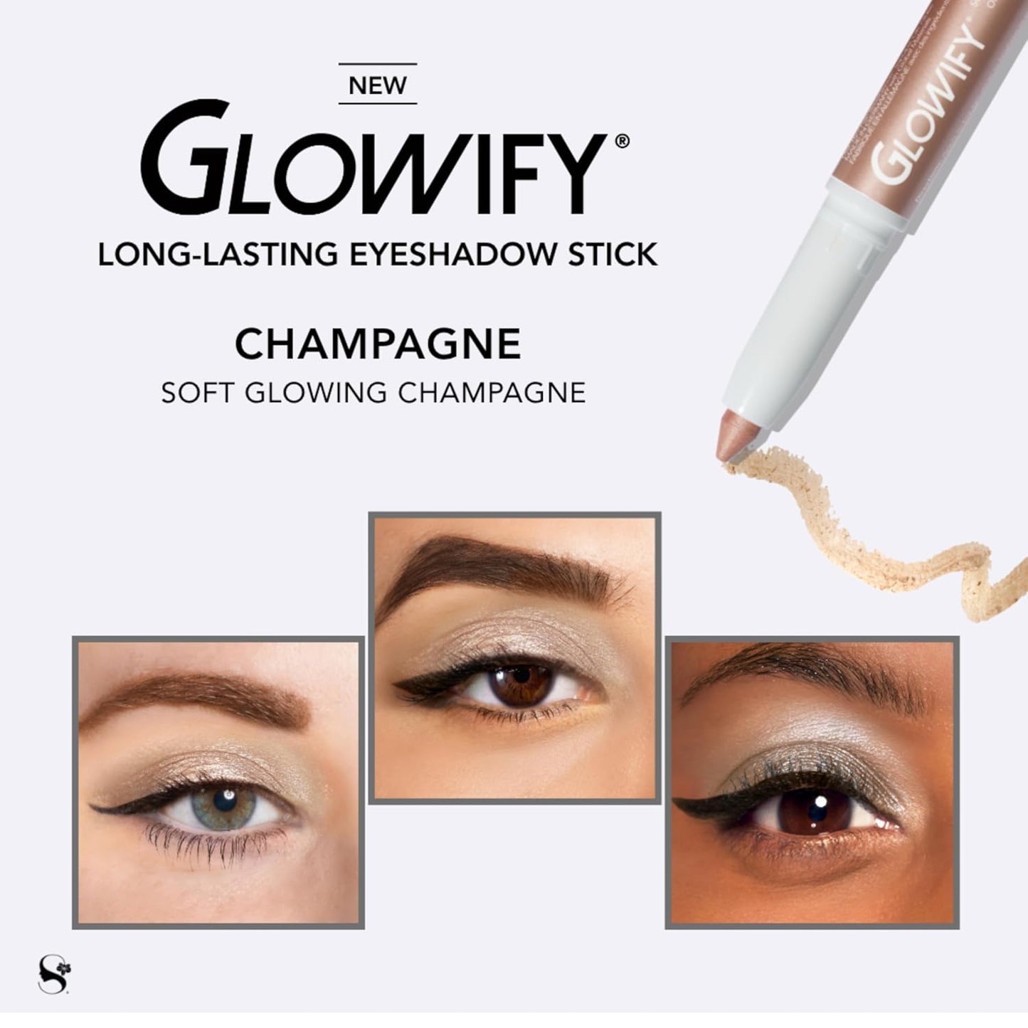 SeneGence Glowify Long-Lasting Eyeshadow Stick, Champagne, Multi-Use Highlighter for Eyes, Cheeks, Brow Bone, Effortless Application with Smooth, Velvety Finish