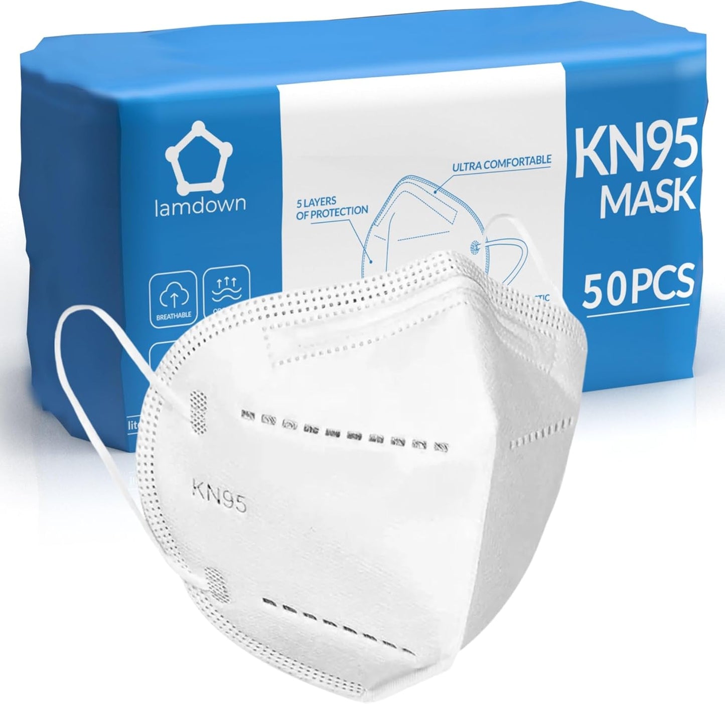 KN95 Face Masks, Premium 5-Layer Disposable Dust Mask Respirator for Adults