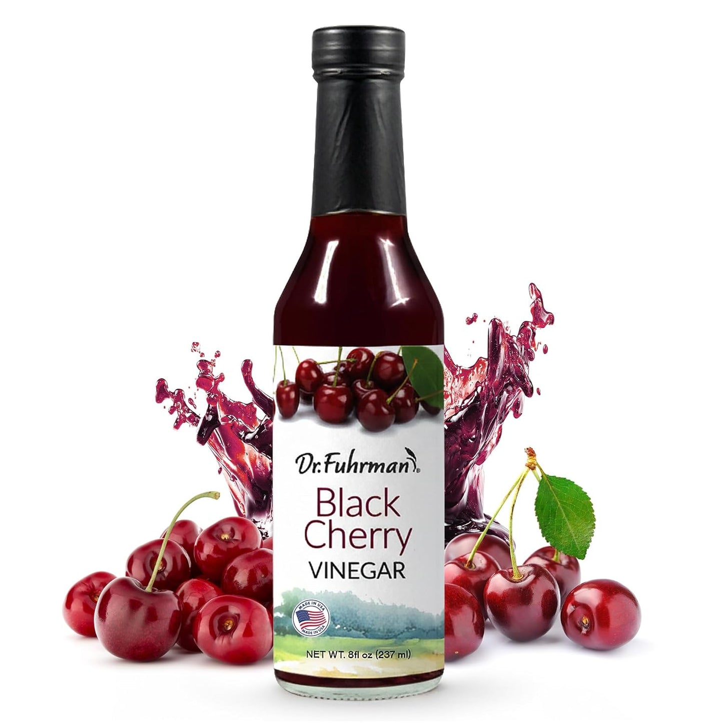 Dr. Fuhrman's Vinegar Dressing | All-Natural Dressing Made With Clean Ingredients | No Artificial Flavors or Added Sugar Healthy Low Calorie Vinegar | USA Made & Doctor Formulated | Black Cherry