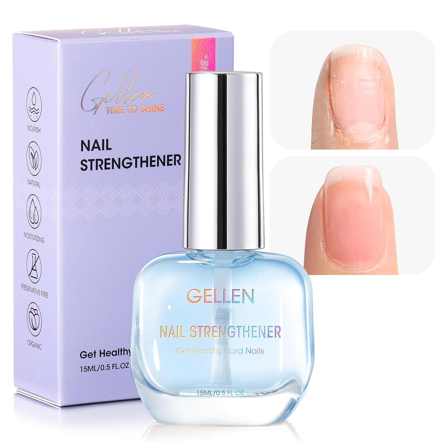 GELLEN Ocean Scent Nail Strengthener, 8-In-1 Pro Care Nail Repair Growth Serum for Thin Damaged Nails, Air Dry Clear Finish, Non-Polish, Keratin Calcium Nourishes Strengthens & Growth