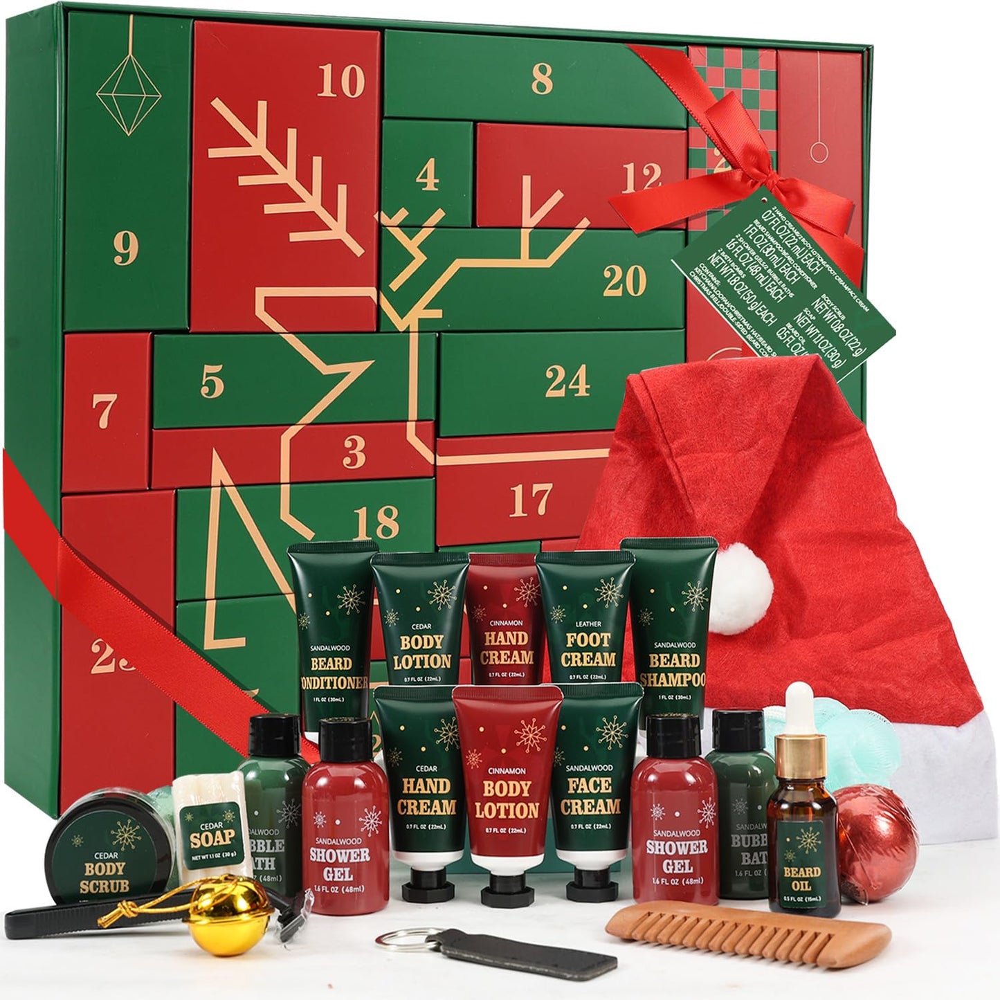 Advent Beauty Calendar for Adults 2025 Rinse & Robust Christmas Gifts for Men Skincare Beauty Advent Calendar for Men Christmas 24 Days Countdown Calendar Beard Care Grooming