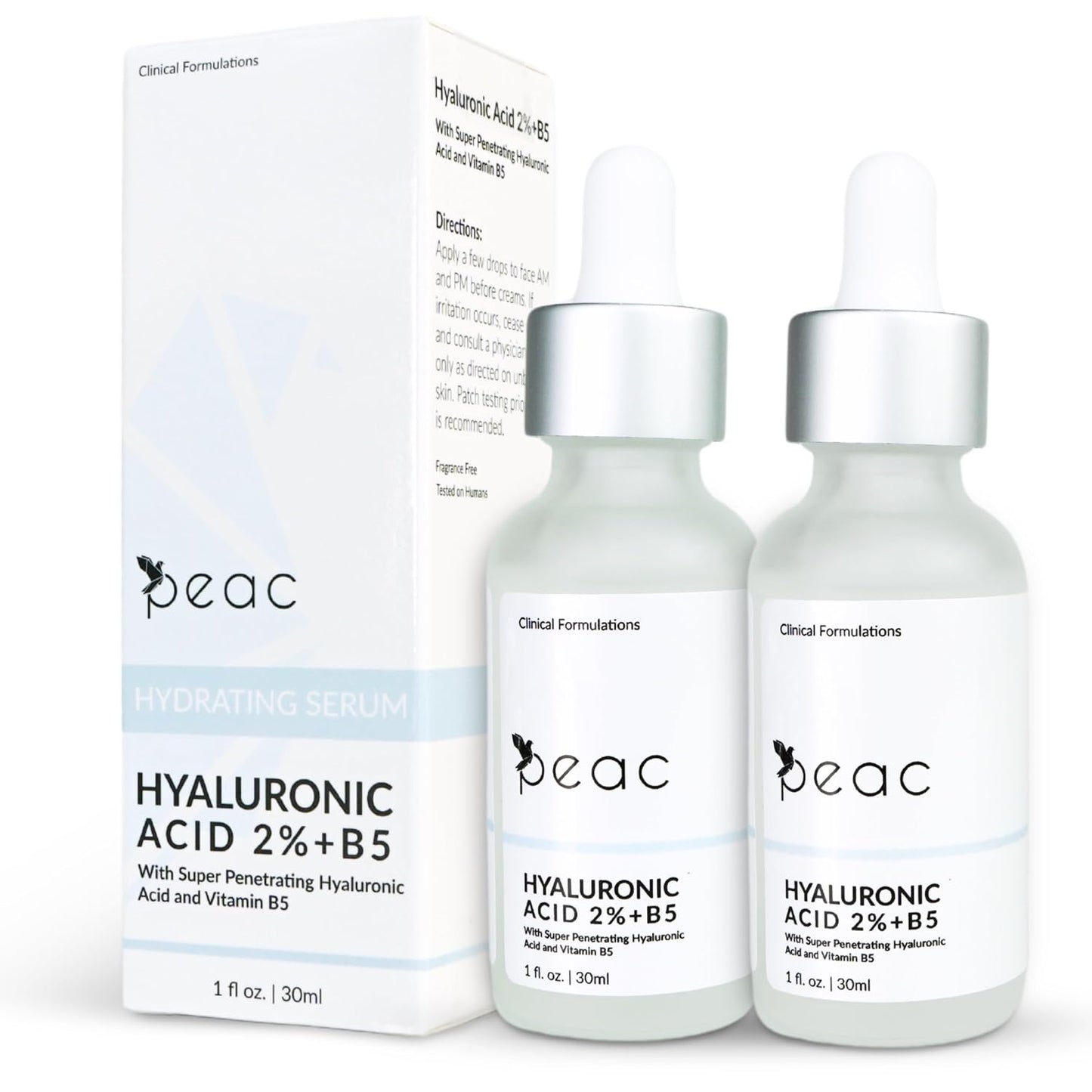 Hyaluronic Acid 2% + B5 Serum 60ml/2oz – USA Made - All Skin Types - Hyaluronic Acid Serum for Face – Hydrating, Plumping & Lightweight – Fragrance Free Skincare – Moisturizing Face Serum for Women