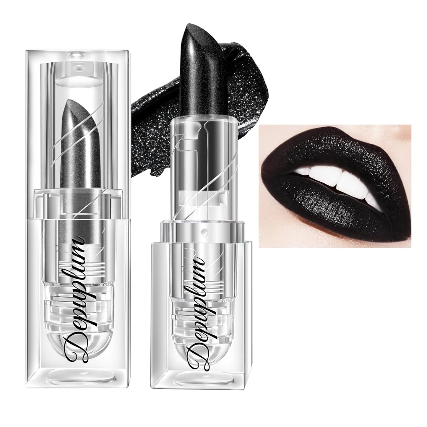 Halloween Black Lipstick Shimmer Black Body Paint Stick for Women Waterproof Dark Long Lasting Lipsticks Gothic Zombie Vampire Cosplay Cruelty Free Lipstick, DU-ShimmerBlack