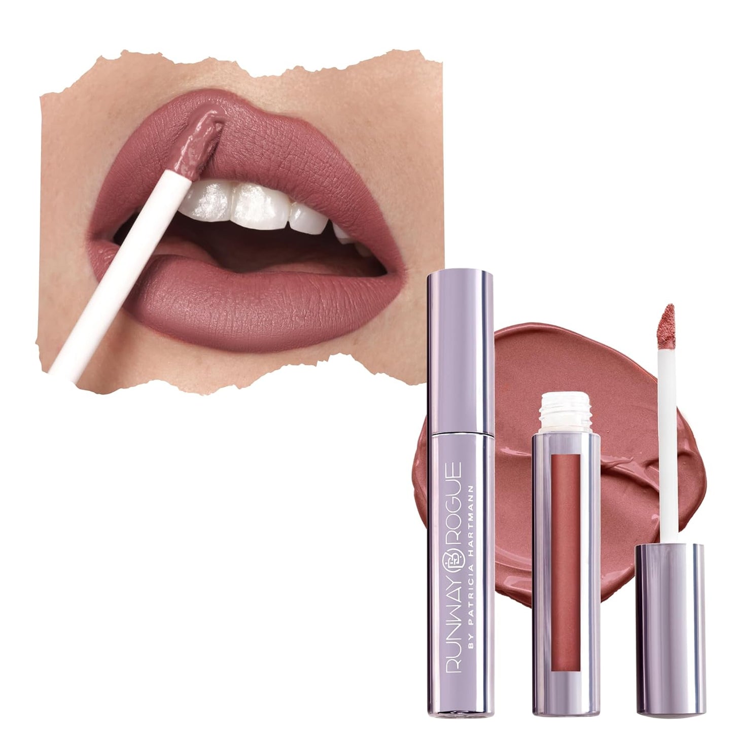 Runway Rogue Velvet Glam Liquid Lipstick, Almost-Matte Mauve Lipstick with a Hint of Spice, ‘90s Nude’