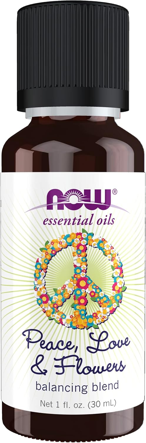NOW Foods Essential Oils, Peace, Love and Flowers, Sweet Floral Aromatherapy Scent, Blend of Pure Essential Oils, Vegan, Child Resistant Cap, 1-Ounce