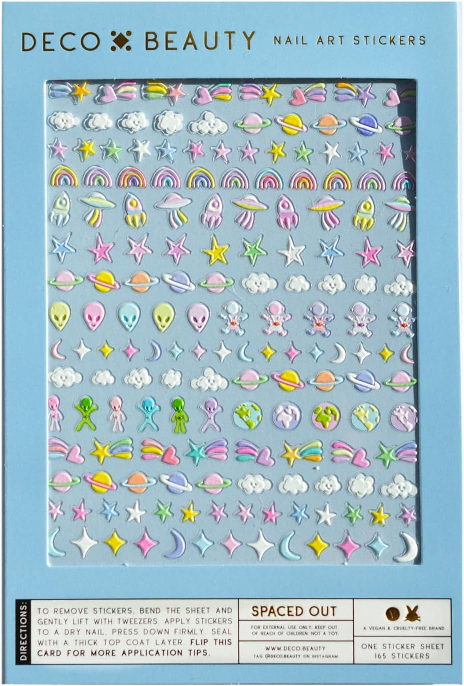 Deco Beauty Spaced Out Nail Stickers - Lightweight & Easy-to-Apply Nail Art with Cute & Trendy Designs - Durable & Long-Lasting Nail Stickers for Women, Ideal for DIY Manicures