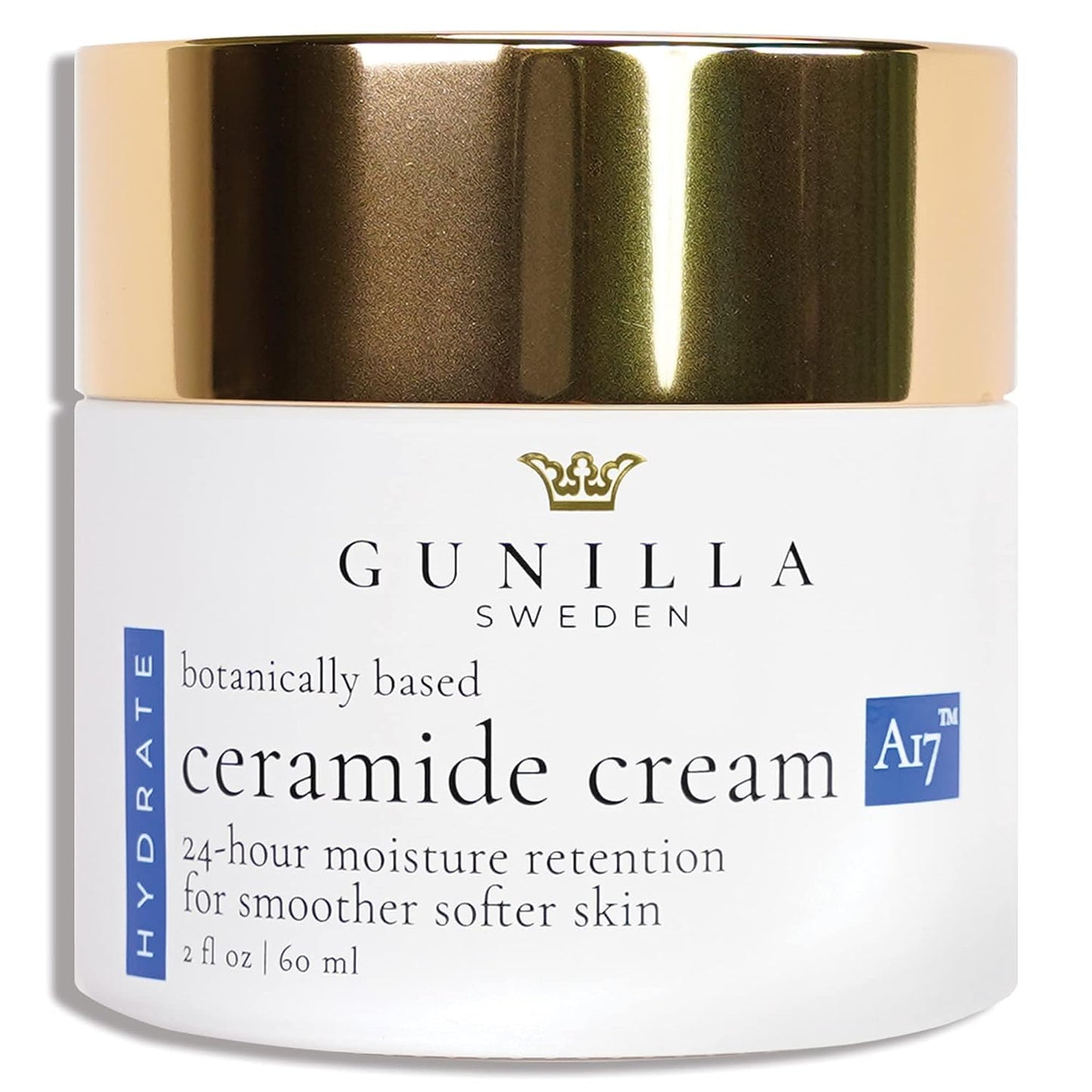 GUNILLA Ceramide Cream A17-24-Hour Moisturizer - Plump, Soften. 17 Actives & Herbals. Plant-Based. No Added Fragrance. Vegan. (2 oz)