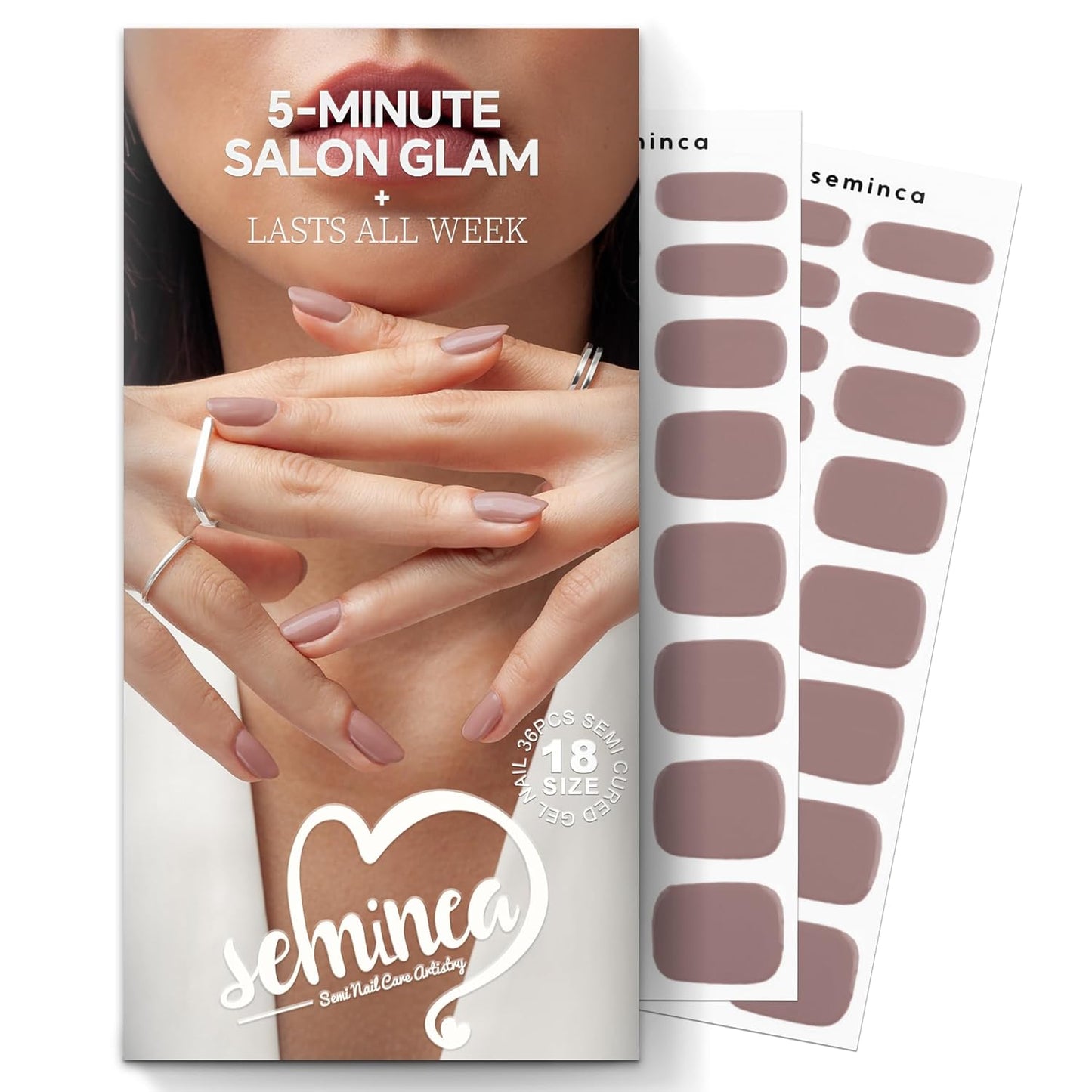 Semi Cured Gel Nail Strips-Salon Quality Work Nails Trendy Coffee Colors,Office Chic & Professional,Quick and Easy Apply Nail Stickers Works with Any UV/LED Lamps(Cream Beige)