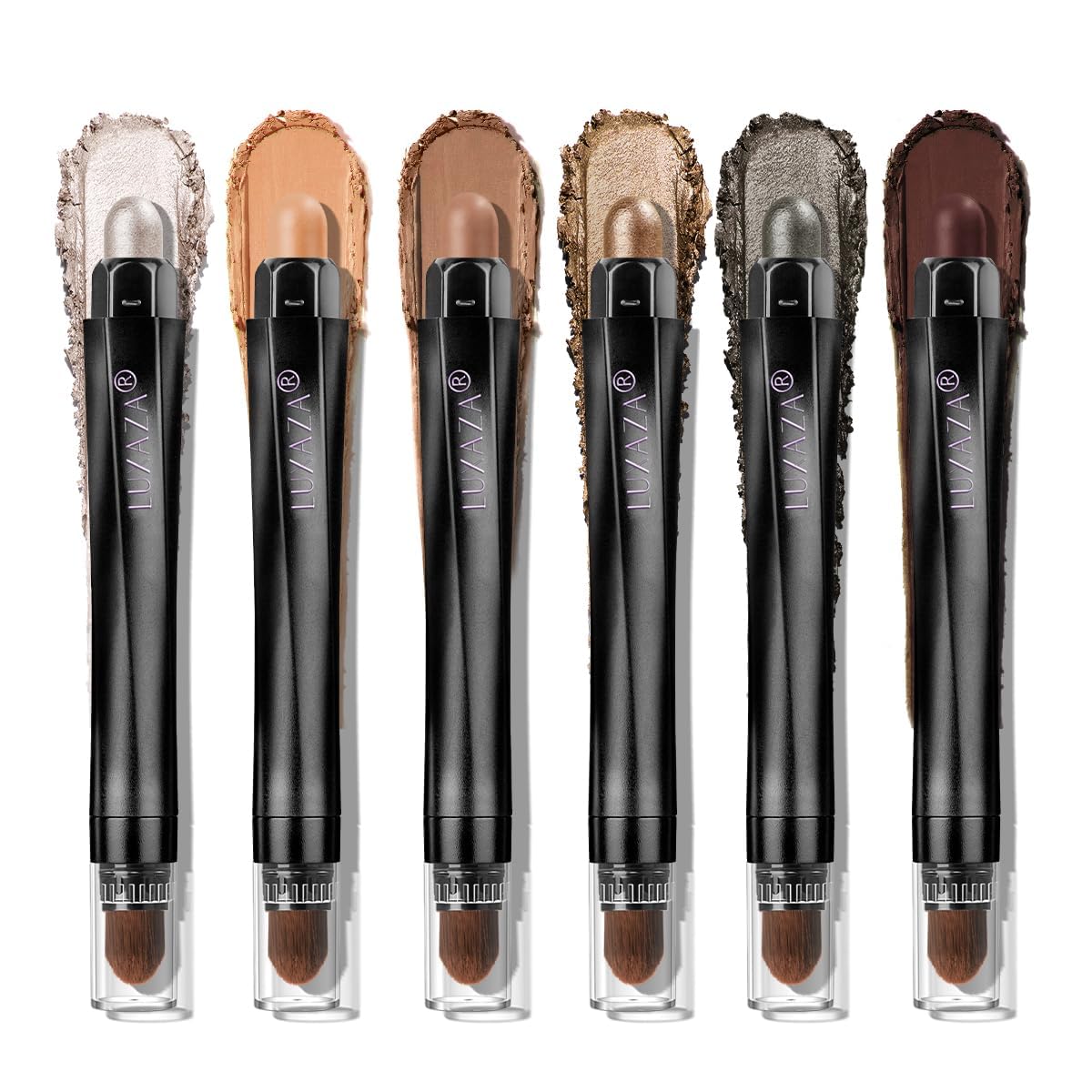 Neutral Brown Eyeshadow Stick Makeup 6PCS Set, Metallic Shimmer Matte Cream Eye Shadow Eyeliner Brightener Pencil Crayon - BROWN LATTE