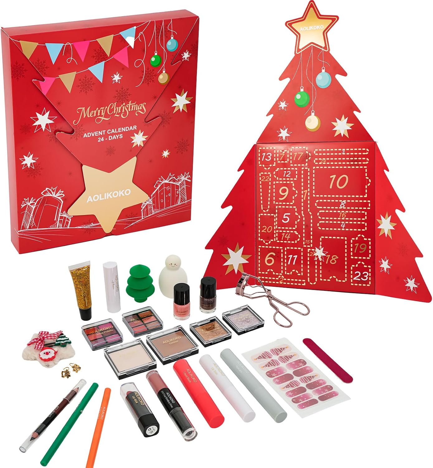 Mekaup Advent Calendar 2025, 24 Days Christmas Gift Makeup Sets, Xmas Countdown Calendar Full Makeup Kits, Makeup Kit Gift Set for Women, Teen Girls