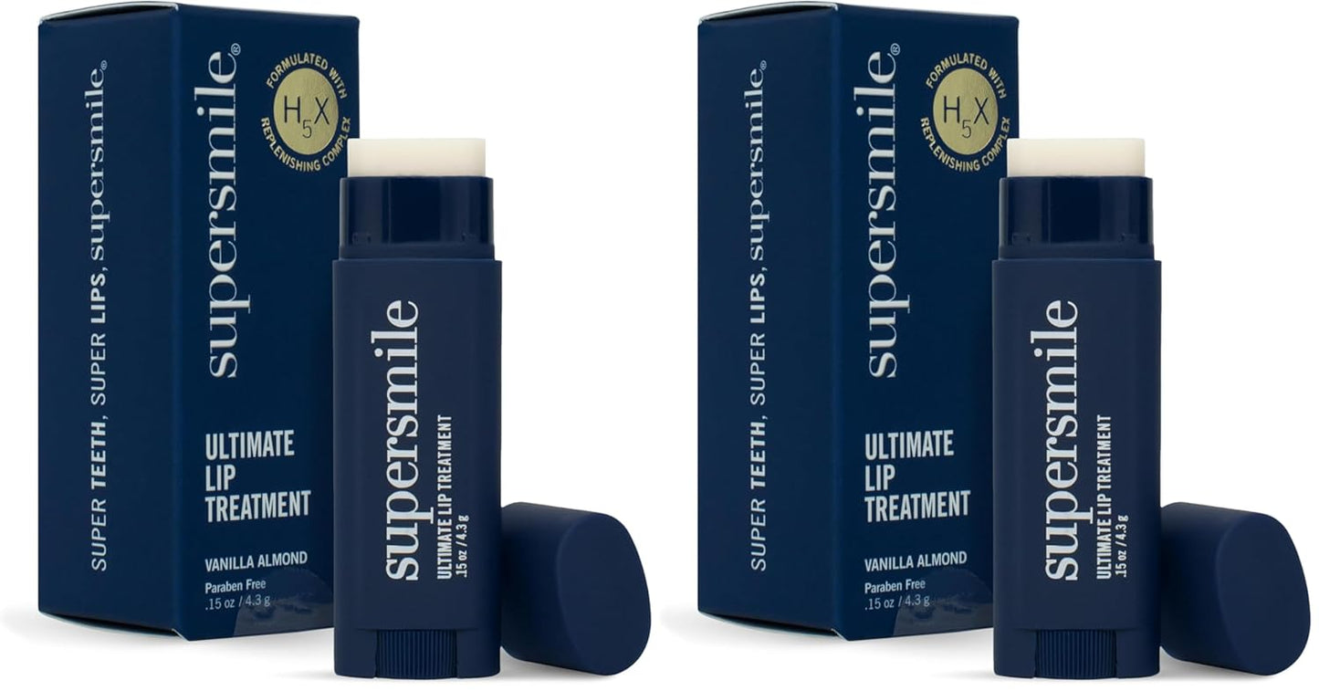 Supersmile Ultimate Lip Treatment - Healing for Dry, Cracked Lips - Nourishing Lip Balm with Collagen & Shea Butter - Hydrating Lip Plumper & Soothing Lip Moisturizer (Pack of 2)
