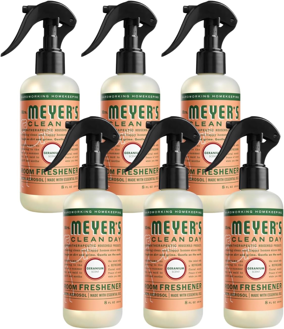 Mrs Meyers Clean Day Room Freshener - Geranium,8 Fl Oz (Pack of 6)