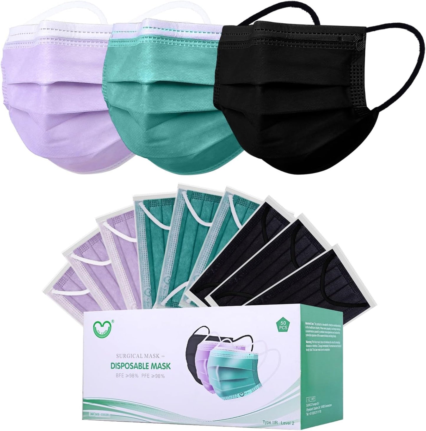 Disposable Face Mask 4-Ply for Adult, Soft Face Masks, Breathable Safety Mask…
