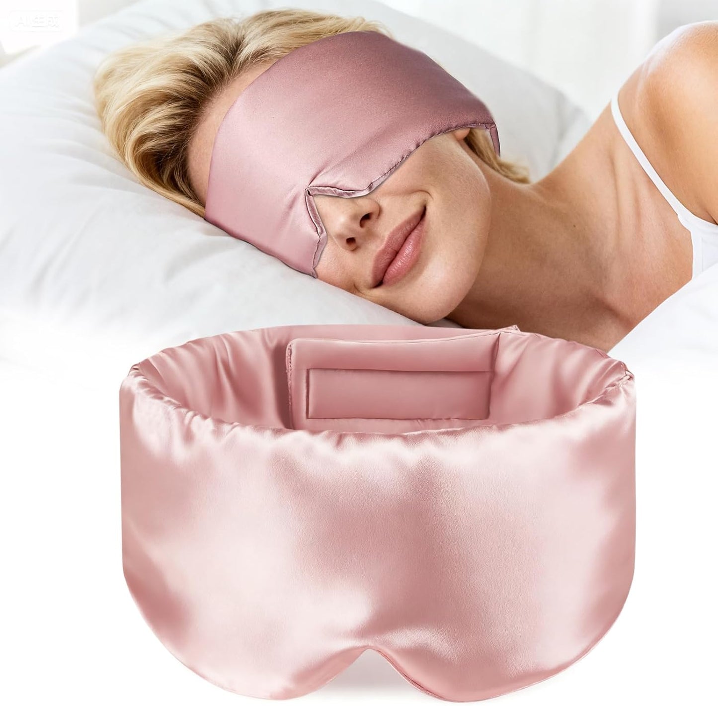 Mulberry Silk Sleep Mask for Men & Women - 100% Light Blocking Blackout Eye Mask for Side Sleepers, Adjustable Fit for All Heads, Soft Zero Pressure Comfort, Unisex Travel Eye Cover(Pink)