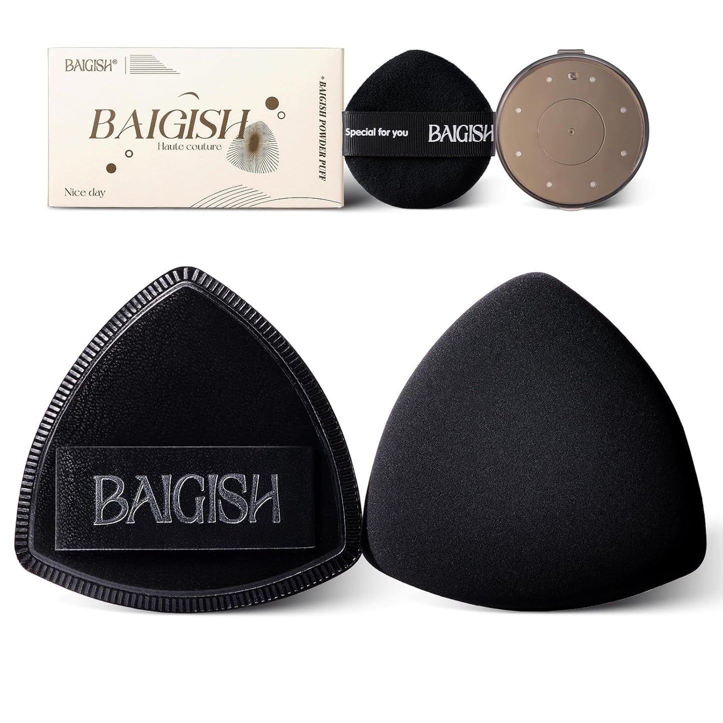 Makeup Sponge Set For Foundation Concealer, Triangle Powder Puff Soft Sponges Blender, Latex Free Blender Sponge For Liquid, Cream, and Powder Seamless & Flawless Makeup (Black)