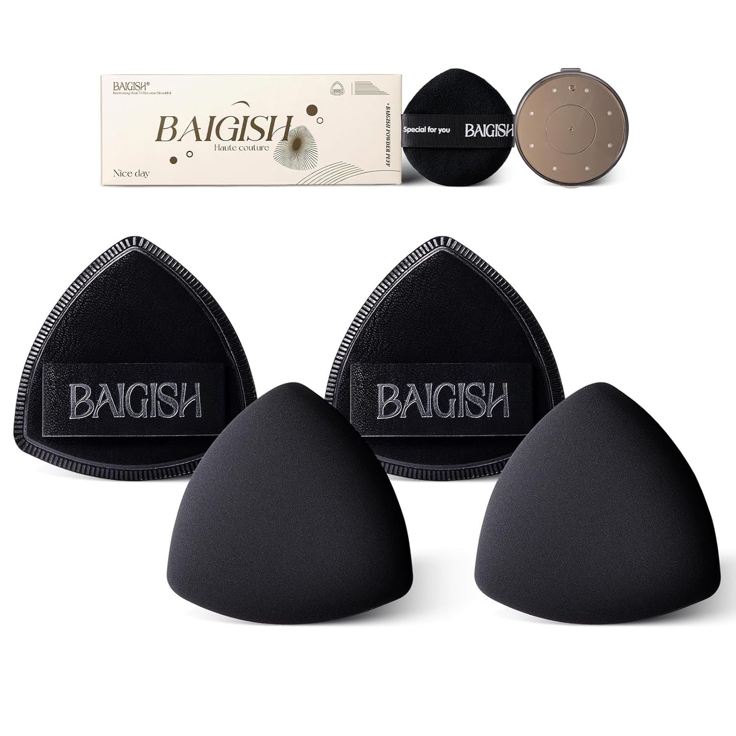 Makeup Sponge Set For Foundation Concealer, Triangle Powder Puff Soft Sponges Blender, Latex Free Blender Sponge For Liquid, Cream, and Powder Seamless & Flawless Makeup (Black)