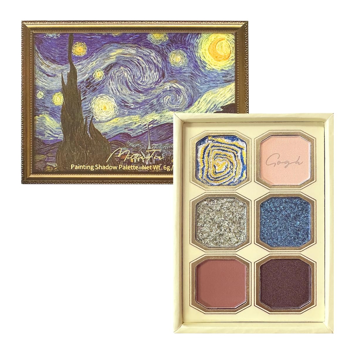 MilleFée Painting Shadow Palette 08 The Starry Night, Eyeshadow Palette, Warm Deep, Cruelty-Free, Smudge-Proof, Smooth Powder, High Blendable, High Pigmented